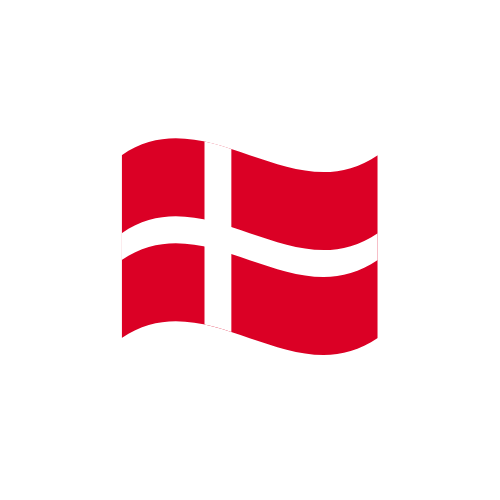 Danmarks flag med røde og hvide farver på hvid baggrund